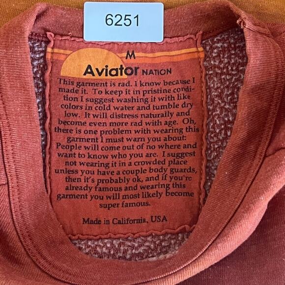 Aviator Nation Unisex Size M Hand Dyed Yellow/ Orange Sunset Sweatshirt - Picture 5 of 10